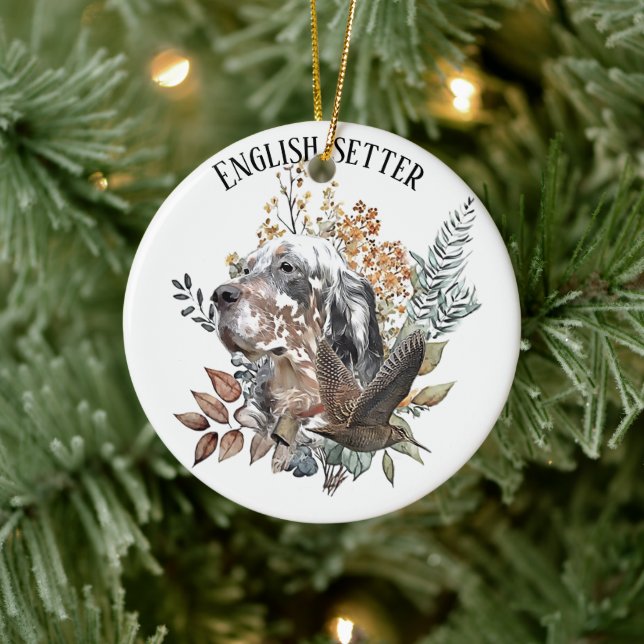 English setter , Woodcock Hunting , Art  Ceramic Tree Decoration (Tree)