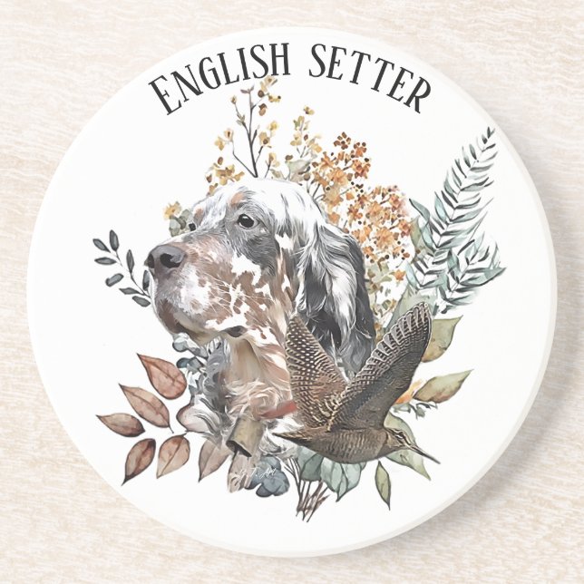 English setter , Woodcock Hunting , Art  Coaster (Front)