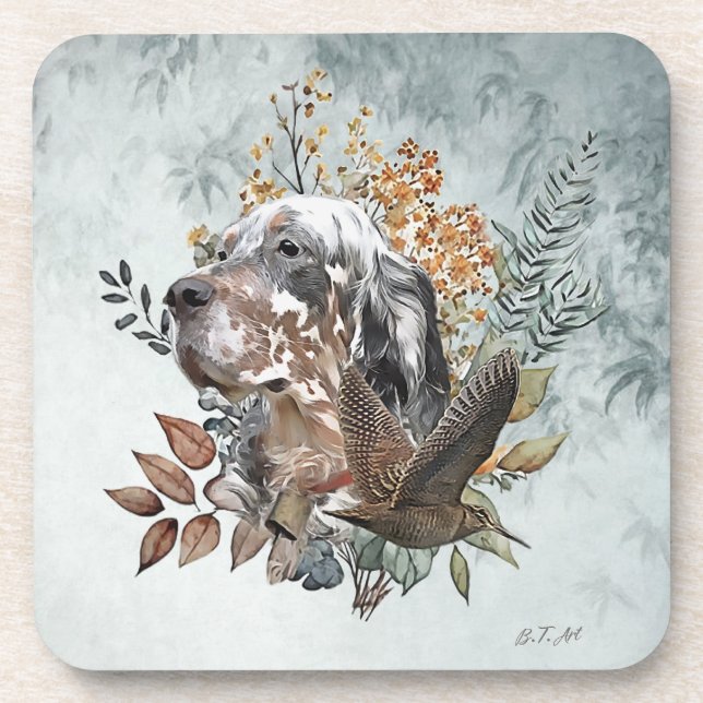 English setter , Woodcock Hunting , Art  Coaster (Front)