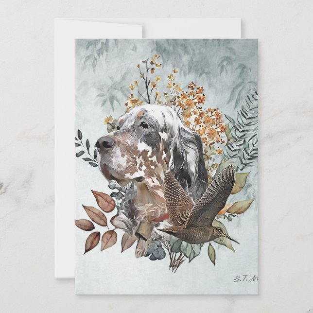 English setter , Woodcock Hunting , Art  Invitation (Front)