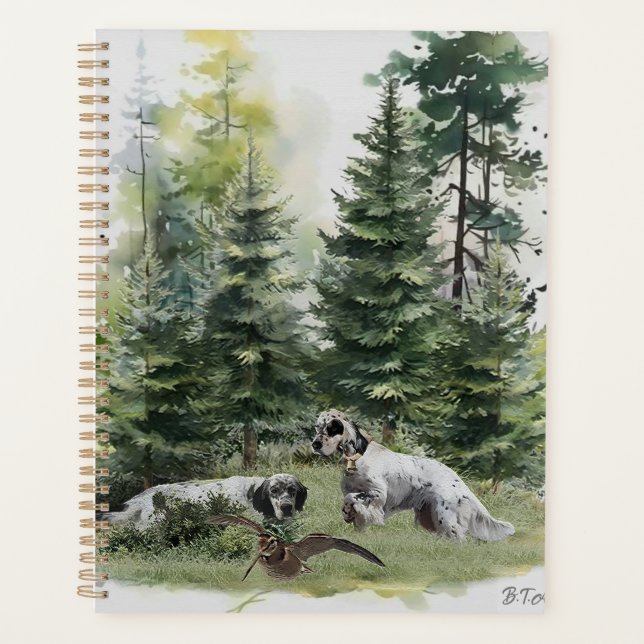English setter , Woodcock Hunting , Art  Planner (Front)