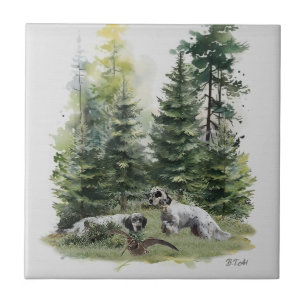 English setter , Woodcock Hunting , Art  Tile
