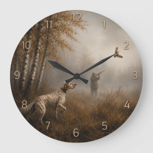 English Setter , Woodcock hunting Large Clock
