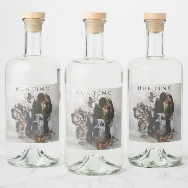 English Setter , woodcock hunting  Liquor Bottle Label (Bottles)