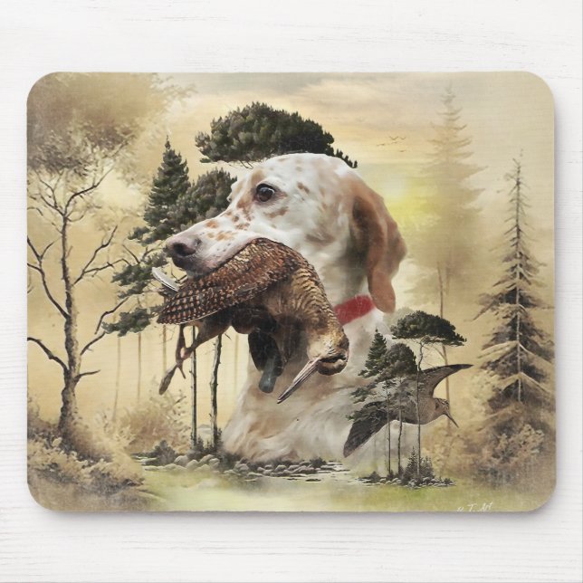 English Setter , woodcock hunting  Mouse Mat (Front)