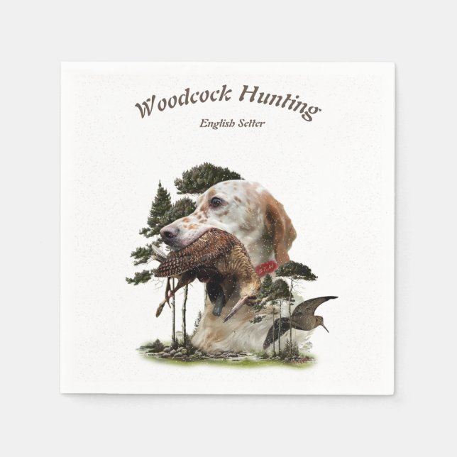 English Setter , woodcock hunting  Napkin (Front)