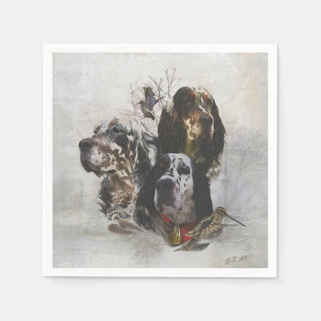 English Setter , woodcock hunting  Napkin (Front)