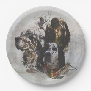 English Setter , woodcock hunting Paper Plate