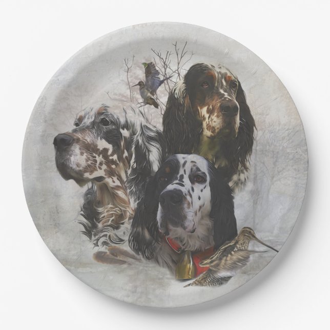 English Setter , woodcock hunting  Paper Plate (Front)
