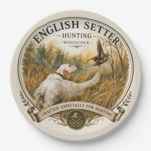 English Setter , woodcock hunting Paper Plate