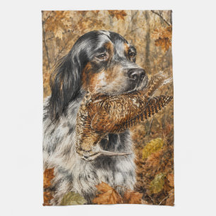 English Setter , woodcock hunting Tea Towel