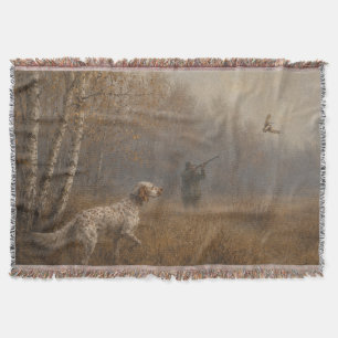 English Setter , Woodcock hunting Throw Blanket