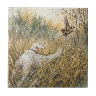 English Setter , woodcock hunting Tile