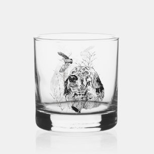 English Setter , Woodcock hunting Whiskey Glass