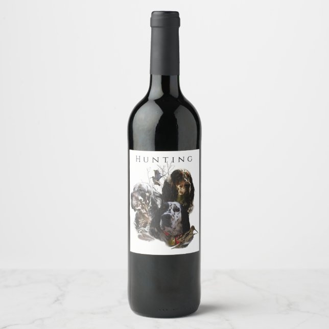 English Setter , woodcock hunting  Wine Label (Front)