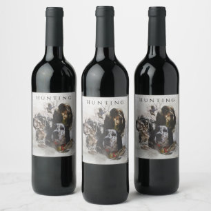 English Setter , woodcock hunting  Wine Label