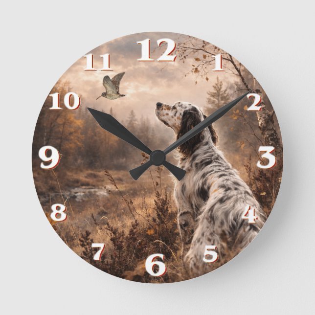 English Setters Round Clock (Front)