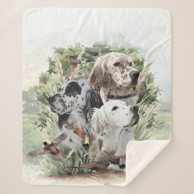 English Setters  Sherpa Blanket (Front)
