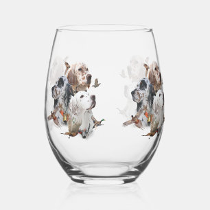 English Setters  Stemless Wine Glass