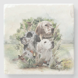 English Setters  Stone Coaster