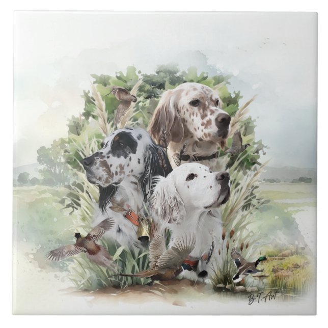 English Setters  Tile (Front)