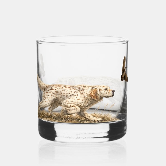 English Setters  Whiskey Glass (Front)