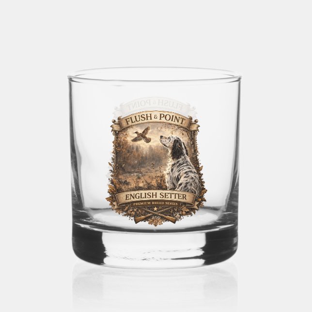 English Setters Whiskey Glass (Front)