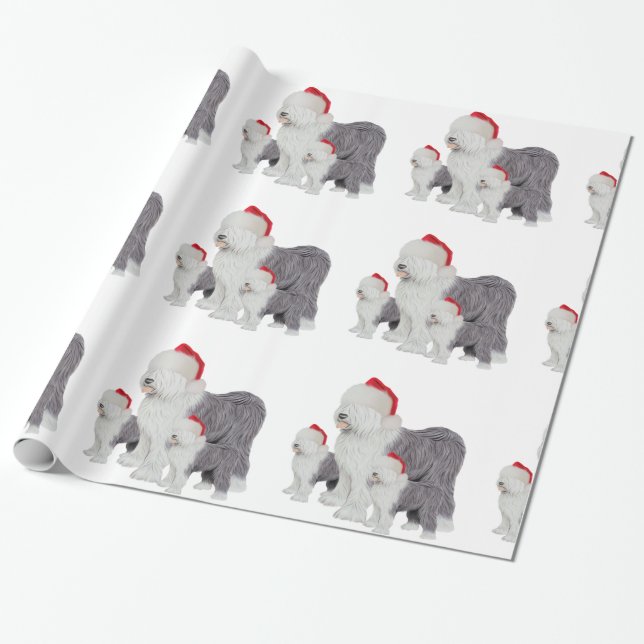 English Sheepdog Glossy Wrapping Paper, 30" x 6' Paper (Unrolled)