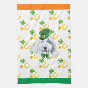 English Sheepdog Holiday Home Decor St Patrick Day Tea Towel