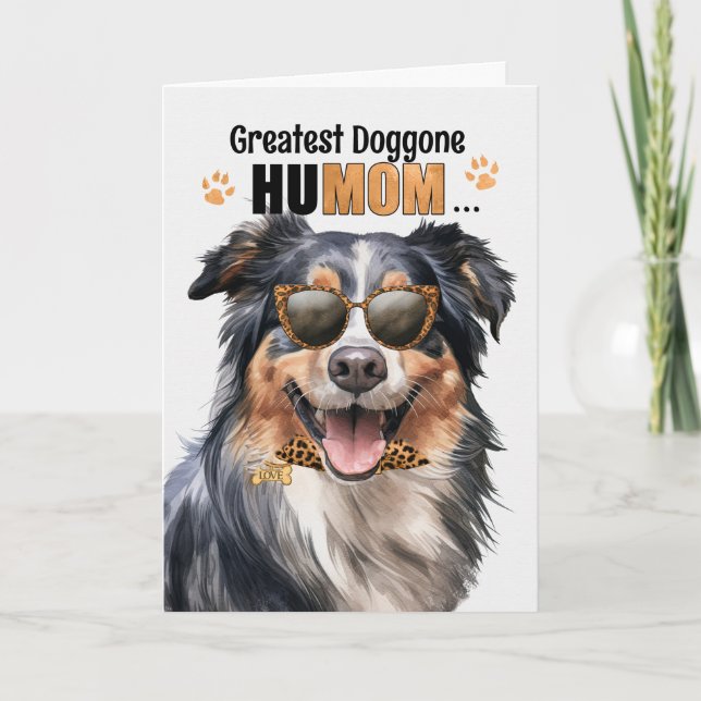 English Shepherd Dog Greatest HuMOM Mother's Day Holiday Card (Front)