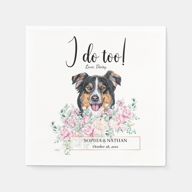 English Shepherd Dog Wedding Cocktail Napkins (Front)