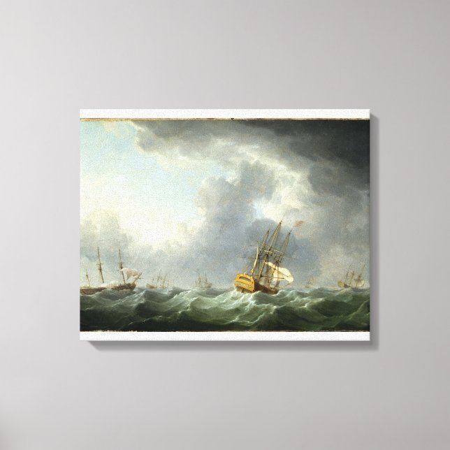 English Ships Running Before a Gale Canvas Print (Front)