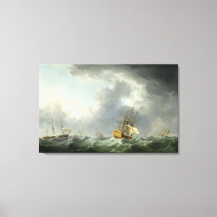 English Ships Running Before a Gale Canvas Print