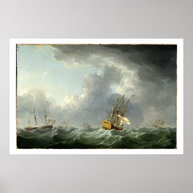 English Ships Running Before a Gale Poster (Front)