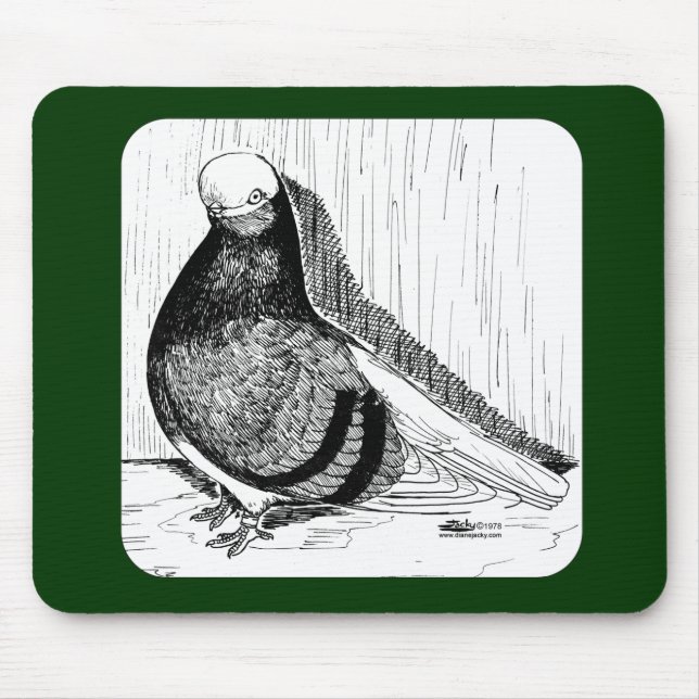 English Shortfaced Pigeon Bald 1978 Mouse Mat (Front)