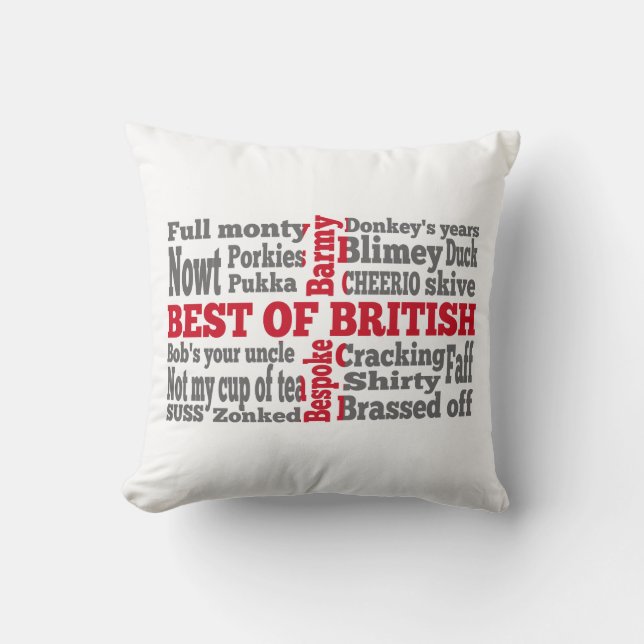 English slang on the St George's Cross flag Cushion (Front)