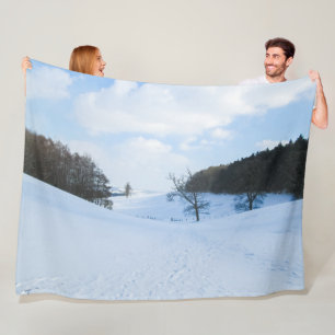 English Snow Valley - Personalised Fleece Blanket