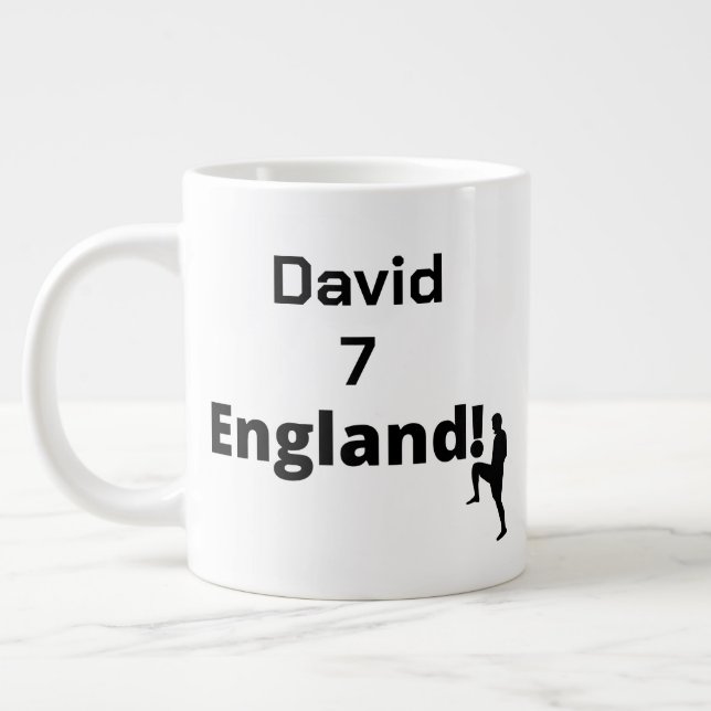 English Soccer Player customisable  Large Coffee Mug (Left)