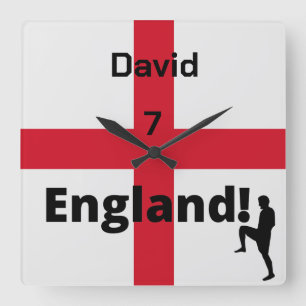English Soccer Player customisable Square Wall Clock