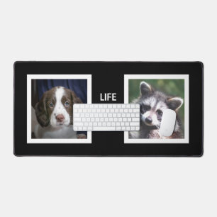 English Spaniel Dog and Racoon Custom Photos Desk Mat