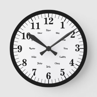 English Spanish Numbers Round Clock