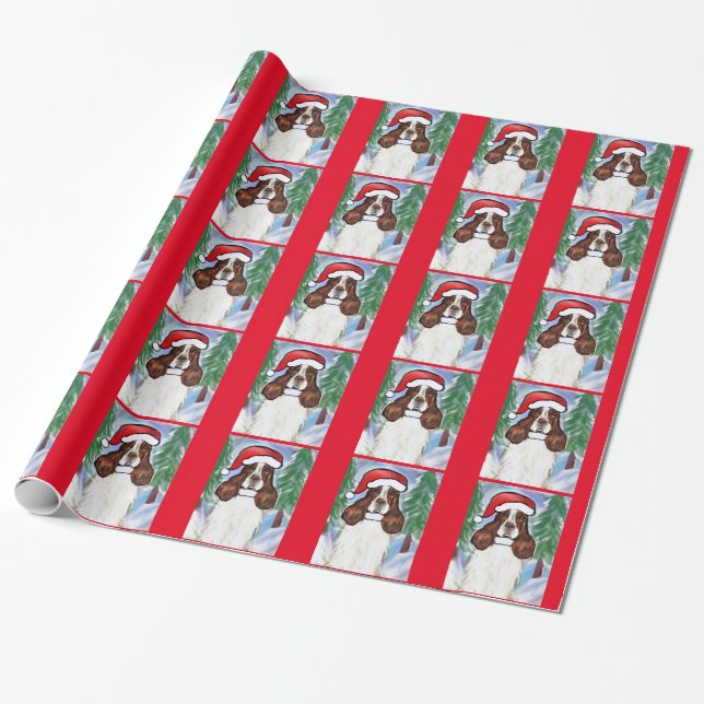 ENGLISH SPRINGE SPANIEL WRAPPING PAPER (Unrolled)