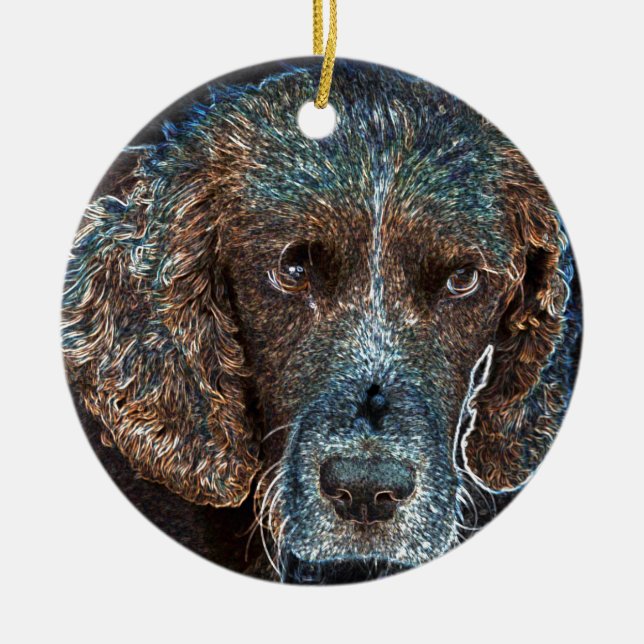 English Springer Ceramic Tree Decoration (Front)