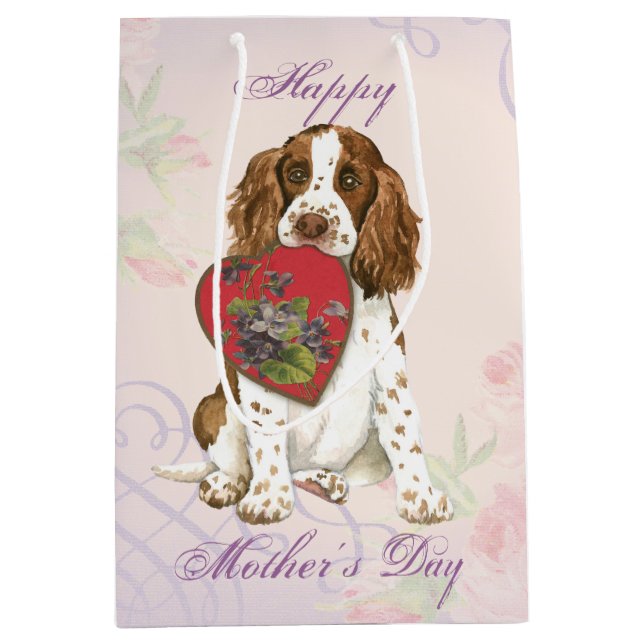 English Springer Heart Mum Medium Gift Bag (Front)
