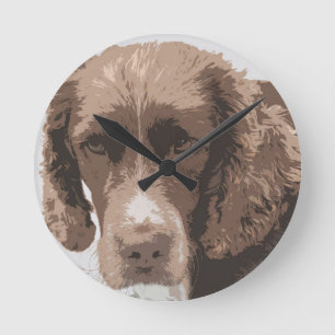 English Springer Round Clock