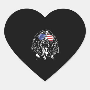 English Springer Spaniel American Flag Dog Heart Sticker