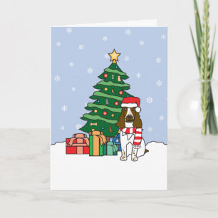 English Springer Spaniel and Christmas Tree Holiday Card