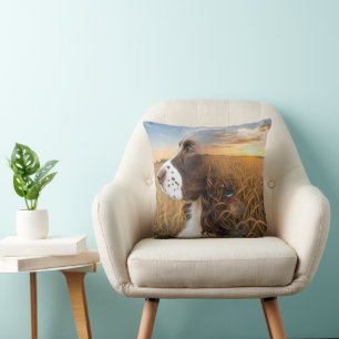 English Springer Spaniel and Pheasant Cushion