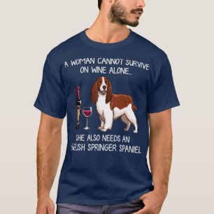 English Springer Spaniel and wine Funny dog  T-Shirt
