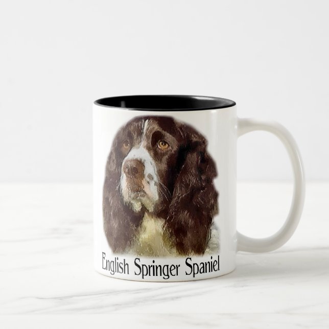 English Springer Spaniel Art Gifts Two-Tone Coffee Mug (Right)